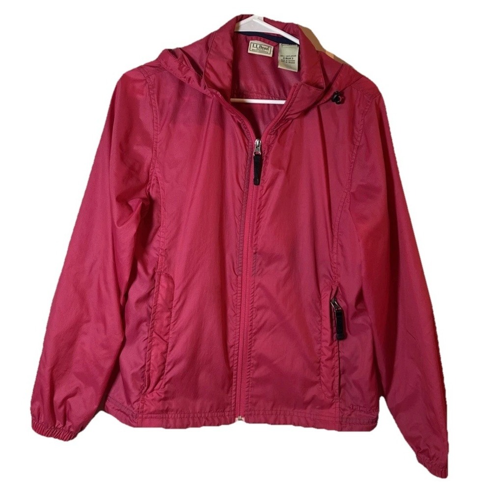 L.L. Bean Tek O2 Women's Small Hooded‎ Windbreaker Jacket Pink Lightweight